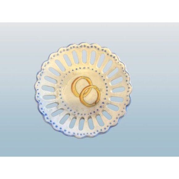 Ann Marie Murray Ring Dish Handpainted Porcelain Decorative Blue & White Detaili - Picture 1 of 6